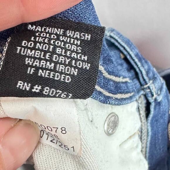 Vintage 90s Y2K London Jeans Boyfriend Straight Sz 8 Distressed Blue Denim Patch - Picture 8 of 11